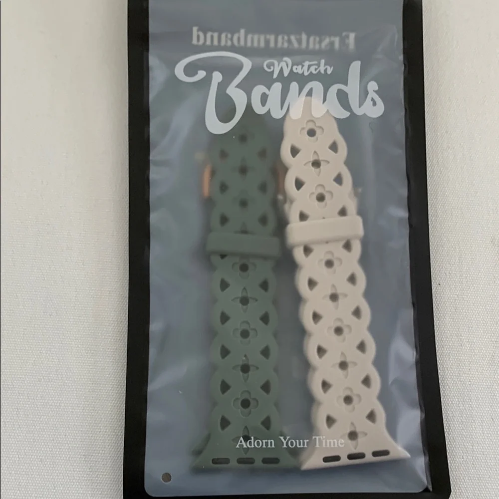 Floral Design Watch Bands - Green and Cream